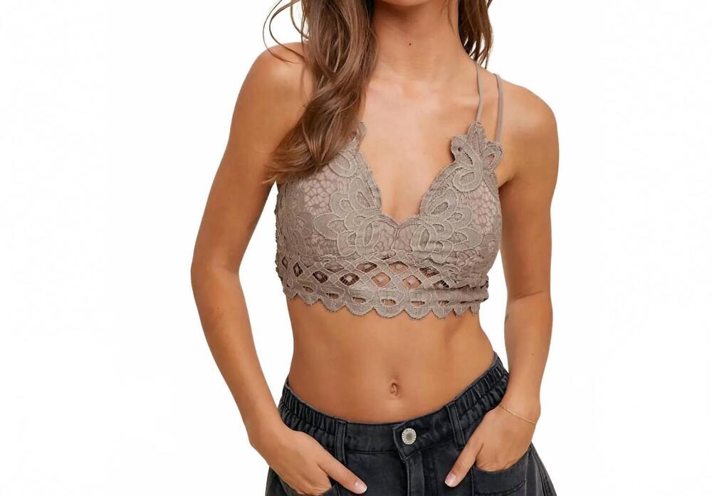 NEW WISHLIST double strap v-neck bralette in grey